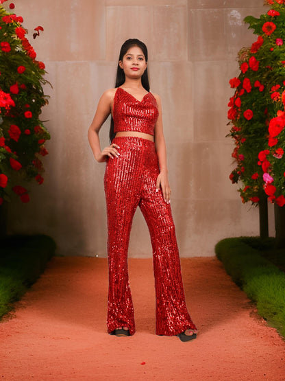 Sequins Spaghetti Neck Co-Ord Set by Shreekama