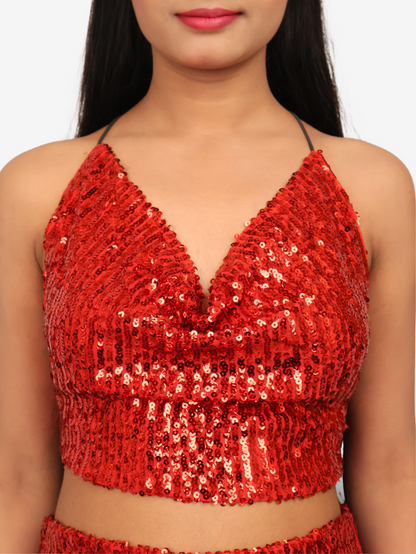 Sequins Spaghetti Neck Co-Ord Set by Shreekama