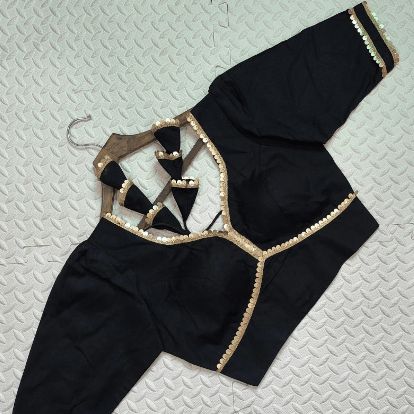 Avira Noir Sequin Flex Cotton Blouse