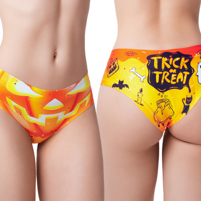 Memème Women’s Ultra-Comfortable HALLOWEEN - Pumpkin - Panties | Breathable Cotton Crotch, Stretchy Fit, No Elastic Bands