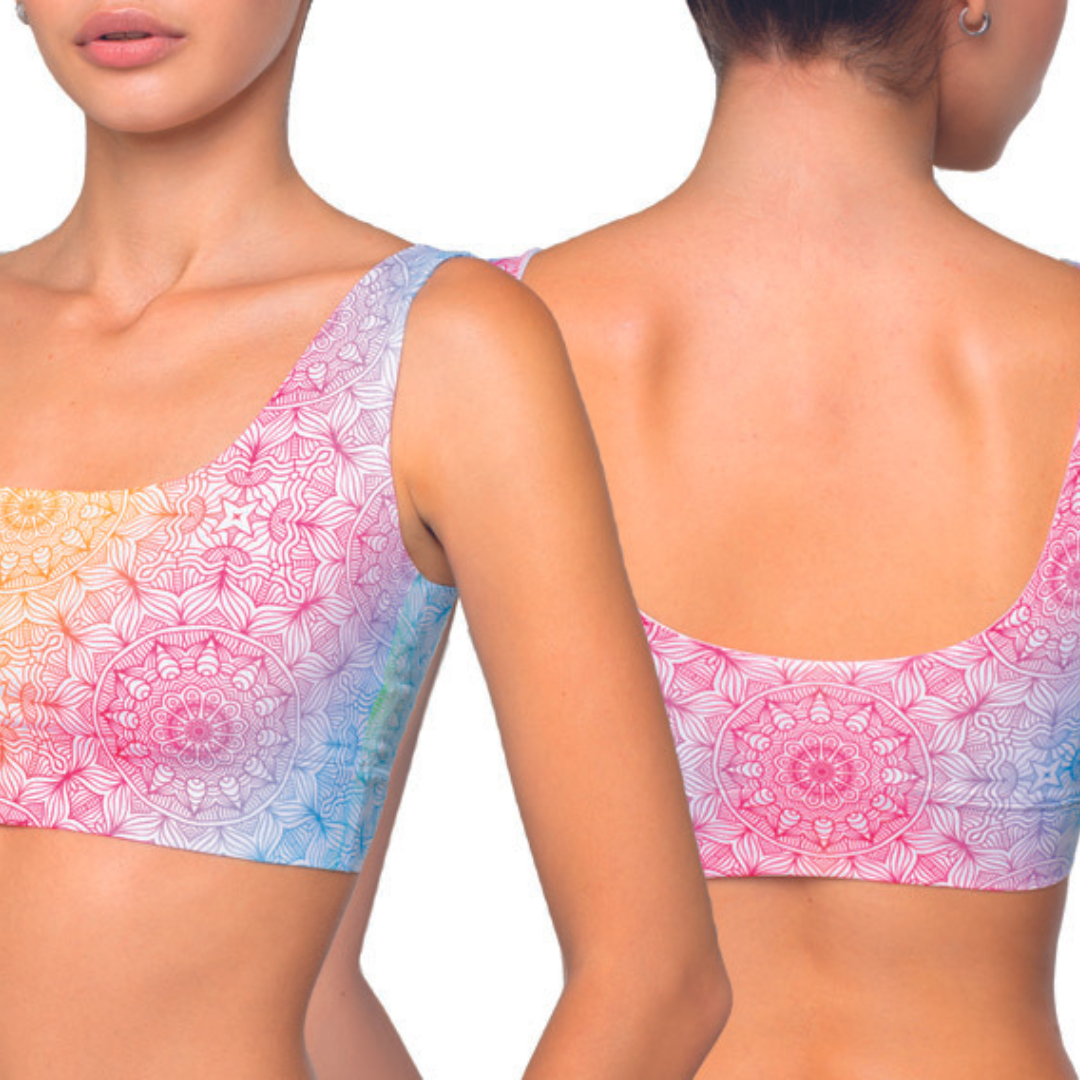 Memème Women’s Ultra-Comfortable MANDALA - Happiness - Crop Top| Stretchy Fit, No Elastic Bands