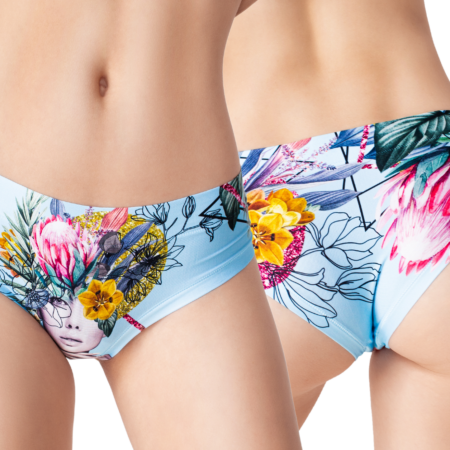 Memème Women’s Ultra-Comfortable SECRET GARDEN - Frida Blue - Panties | Breathable Cotton Crotch, Stretchy Fit