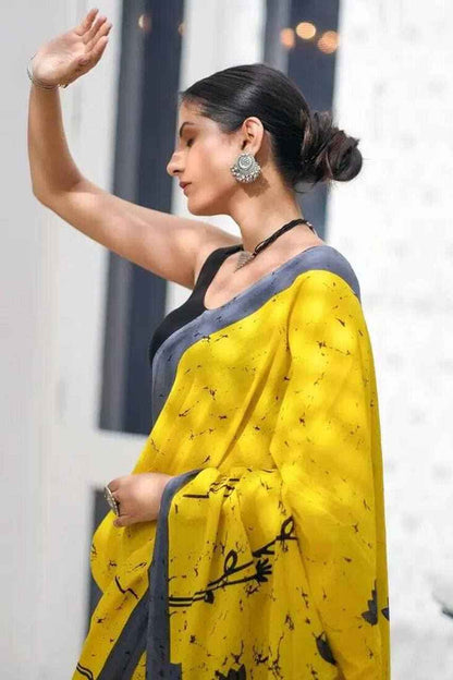 Mustard Bloom Mulmul Cotton Saree