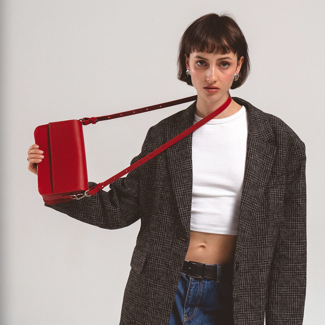 Leather Shoulder Bag - Curie  (Brown)