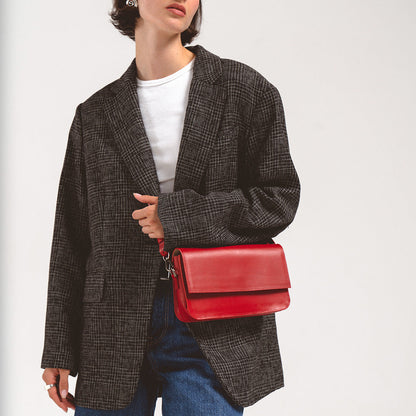 Leather Shoulder Bag - Curie  (Brown)