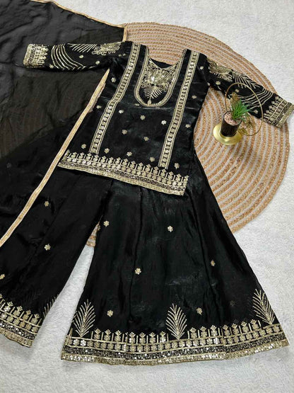 Zeenat Embroidered Ethnic Plazzo Set with Dupatta